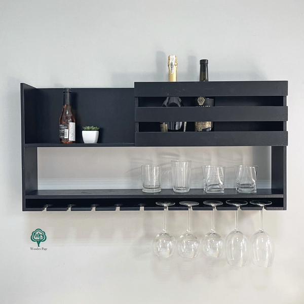 Wooden shelf in black for alcohol Maxi Glory