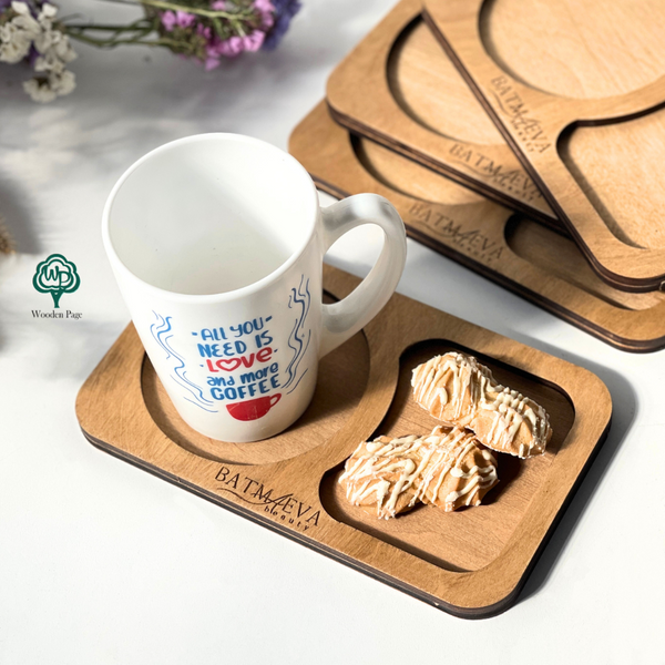 Wooden cup coasters with engraving