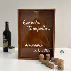 Wooden piggy bank for wine corks with individual inscription