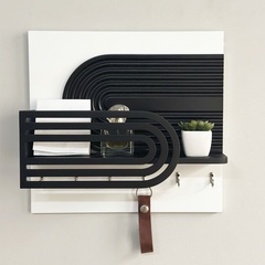 Дизайнерська ключниця з поличкою в чорно-білому кольорі