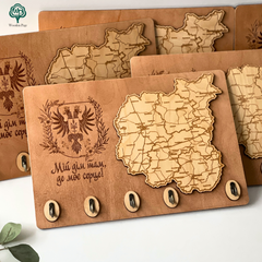 Wall key holder with area map