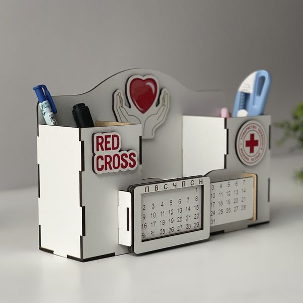 Stationery calendar stand with company logo