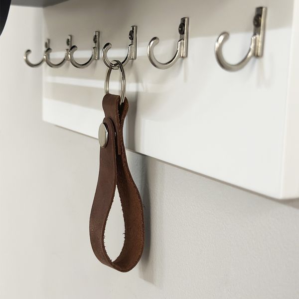 Designer key holder with shelf in black and white