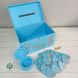 Набір зі скрині, шкатулки, магнітів на весілля у блакитному кольорі фото 2