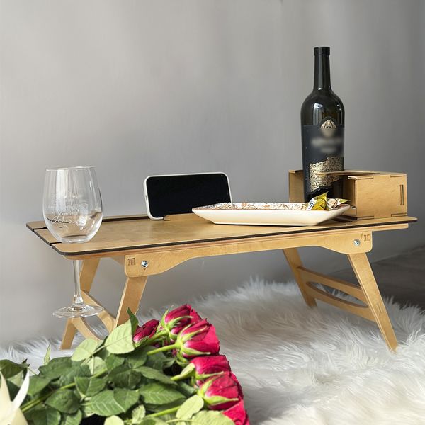 Breakfast in bed table as a gift for a woman