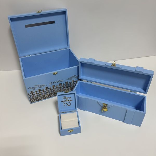 Wedding accessory set: chest, keepsake box, time capsule