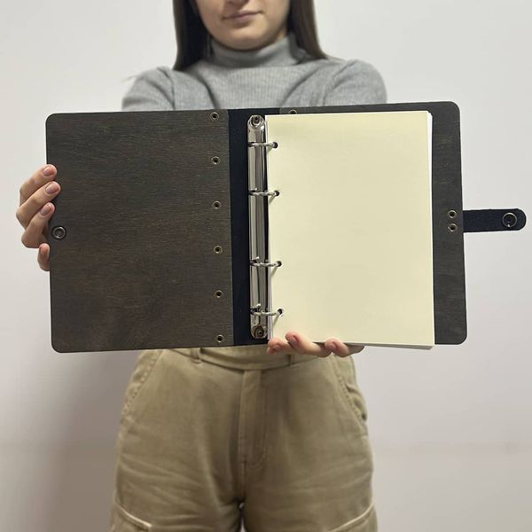 Wooden notebook with engraved company logo for gift