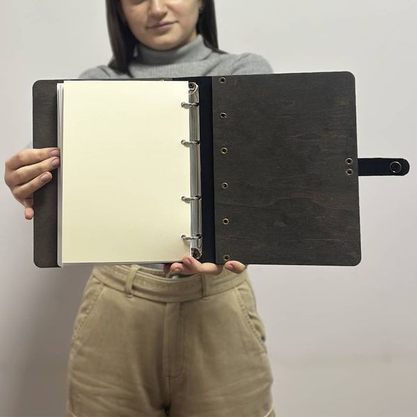 Wooden notebook with engraved company logo for gift