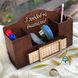 Wooden pencil holder for teacher with perpetual calendar