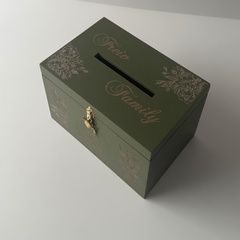 Сундук для конвертов на свадьбу в оливковом цвете