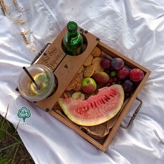 Wooden picnic tray