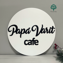 Interior sign for cafe made of plywood