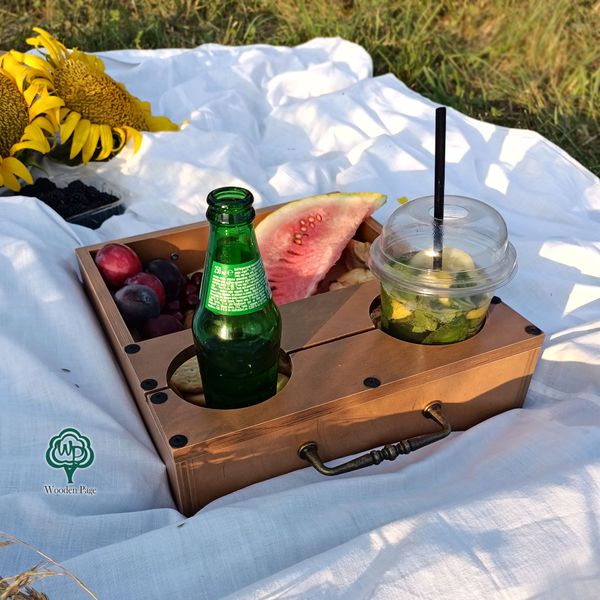 Wooden picnic tray