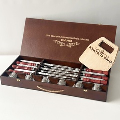 Kebab set of skewers and glasses with engraving for dad