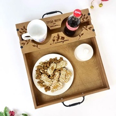 Wooden tray with handles for the home as a gift for a woman