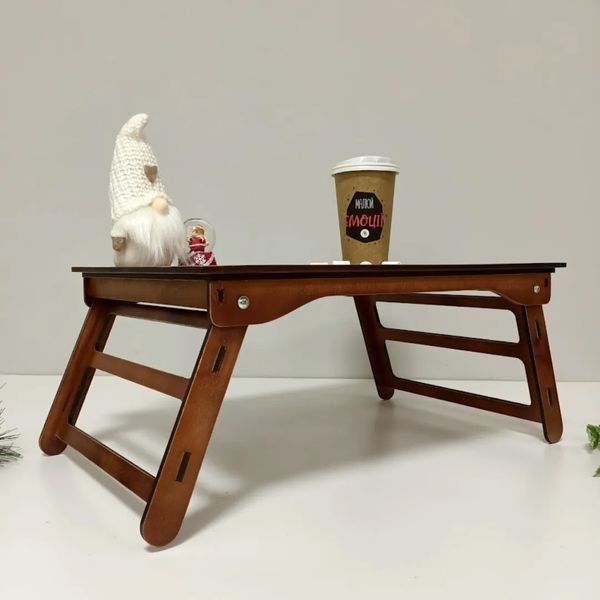Wooden table for coffee in bed as a gift for mom