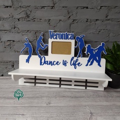Медальница для танцев с именем "Dance is life"