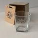 Whiskey glass in a wooden box