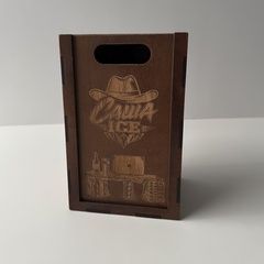 Personalized beer glass in a wooden box for a man