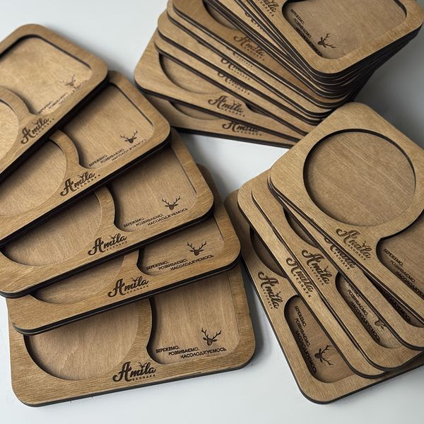 Wooden coasters and treats with the phrase