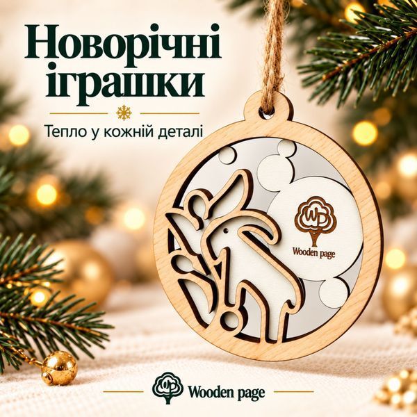 Новорічна дерев'яна іграшка на ялинку з козою
