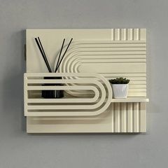 Designer wall shelf for a wooden shield