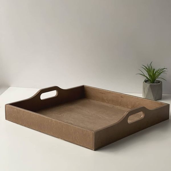 Wooden tray with handles for breakfast in bed