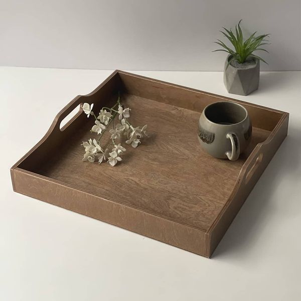 Wooden tray with handles for breakfast in bed