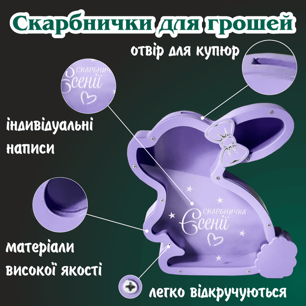 Копилка в форме зайчика фиолетового цвета