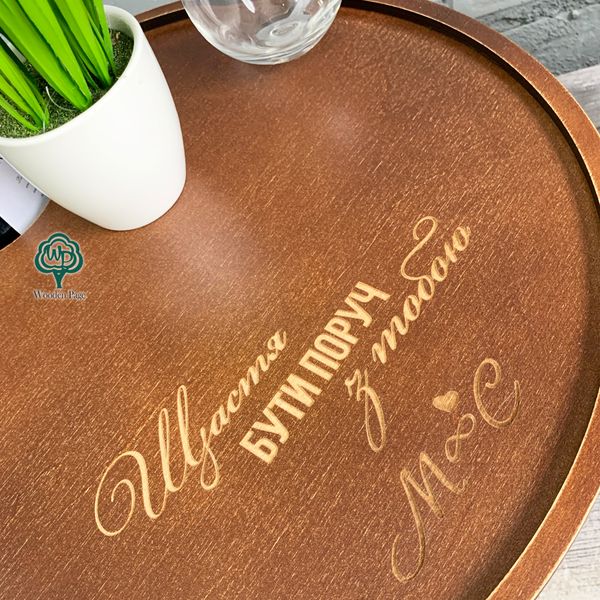 Wooden table for wine as a gift for a girl