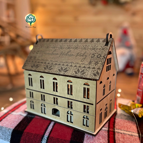 Wooden house for a New Year gift