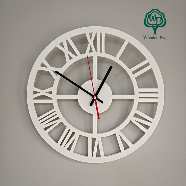 Roman style plywood home wall clock