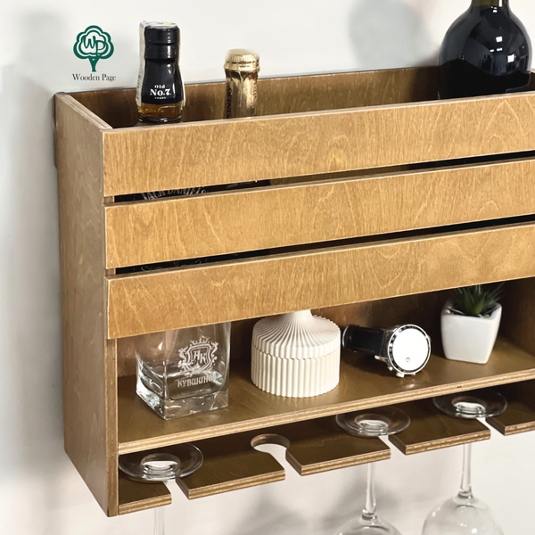 Wall shelf for storing alcohol made of Loft wood