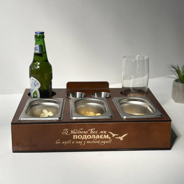 Beer box for snacks and sauces as a gift for a man