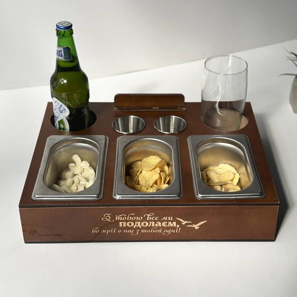 Beer box for snacks and sauces as a gift for a man