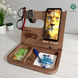 Wooden holder for smartphone and small items