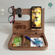 Wooden holder for smartphone and small items