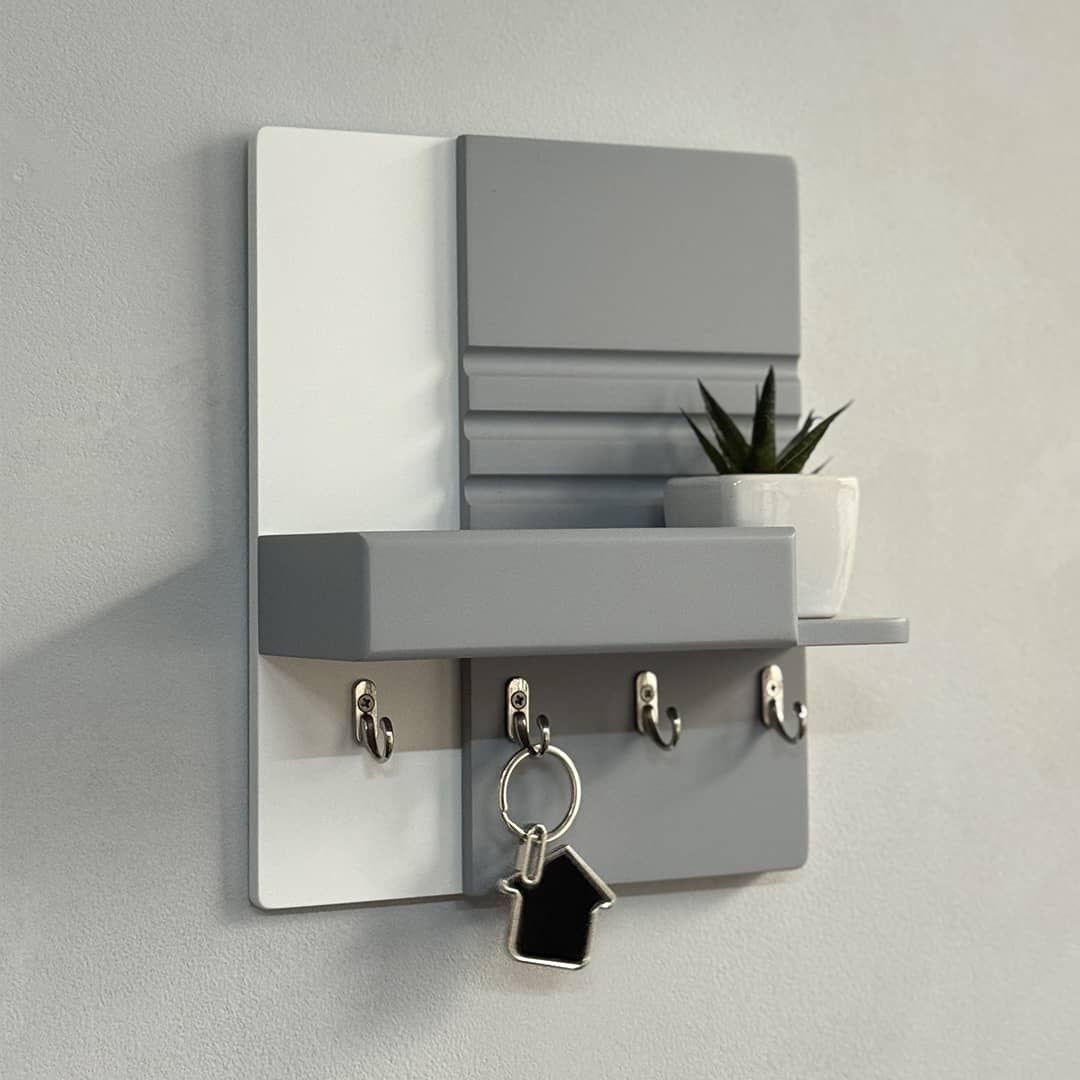 Buy a designer mini key holder in white and gray in Ukraine