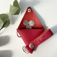 Women's leather gift set: coin holder and keychain