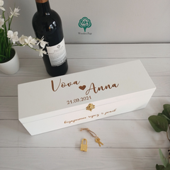 Свадебная коробка для вина из дерева