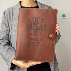 Personalized leather document folder as a gift for a lawyer