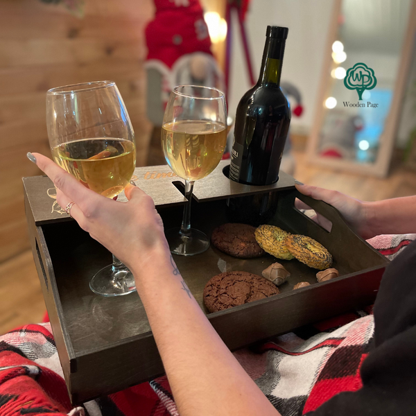 Wine tray for bottles and glasses