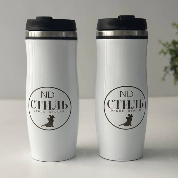 Thermal cup with engraving for dance studio