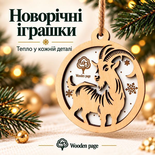 Новорічна іграшка на ялинку з козою