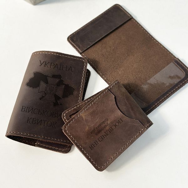 Set of leather covers for military ID, UBD and officer's ID