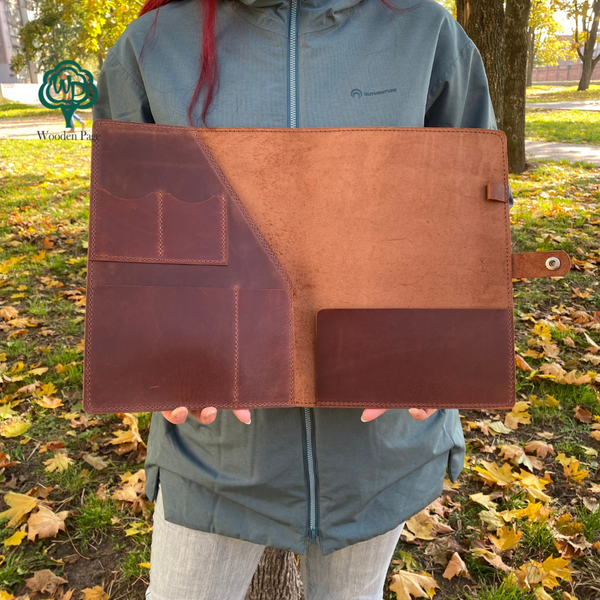Branded leather folder with logo
