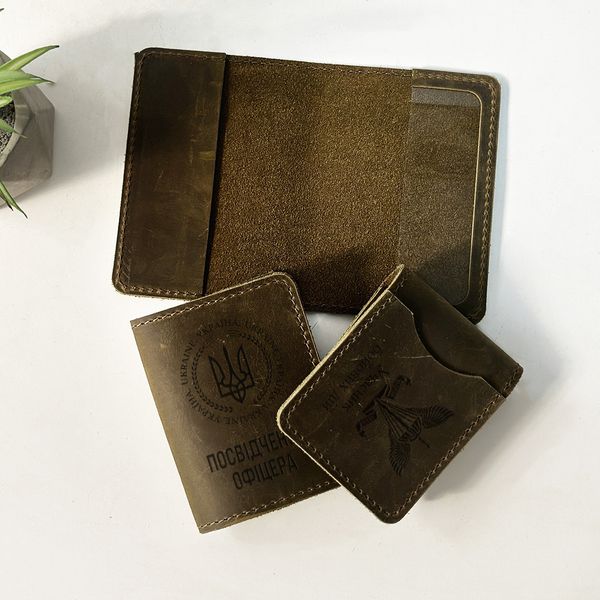 Set of leather covers for the military as a gift