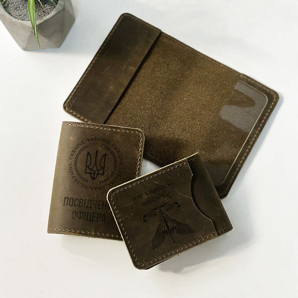 Set of leather covers for the military as a gift