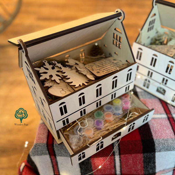 Plywood house as a gift for a child with personalized engraving