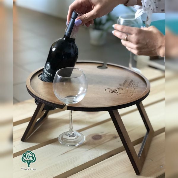 Miniature wine table with engraving
